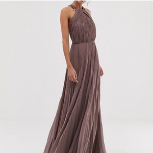 ASOS DESIGN PLEATED BODICE
HALTER MAXI DRESS, MINK/PURPLE NWT‎